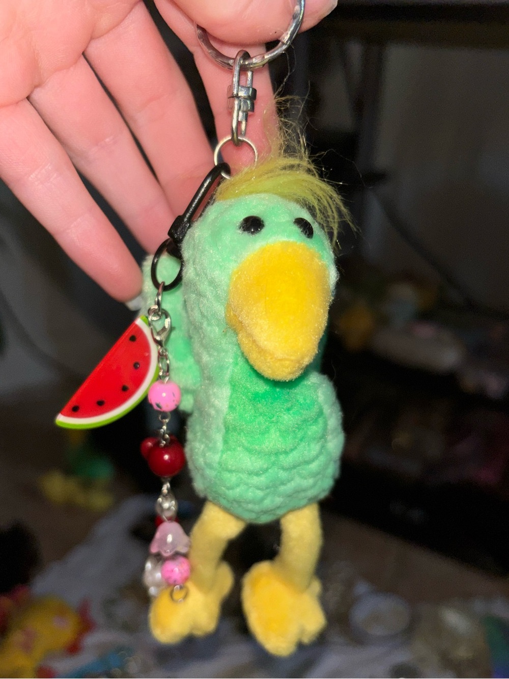 NEW Green Bird Keychain with Decorative Charms